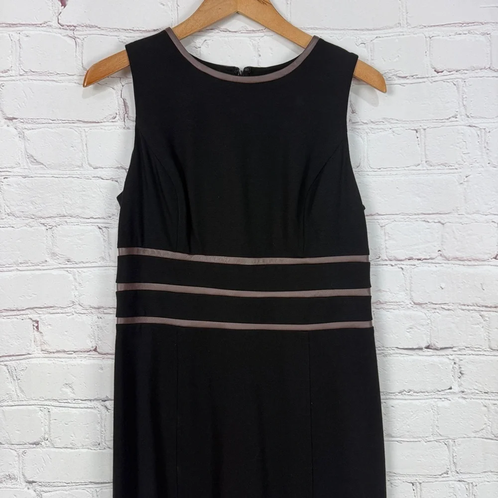 Lauren Ralph Lauren Black Sheath Dress Size 10 |Sleeveless Midi Faux leather - Picture 3 of 10